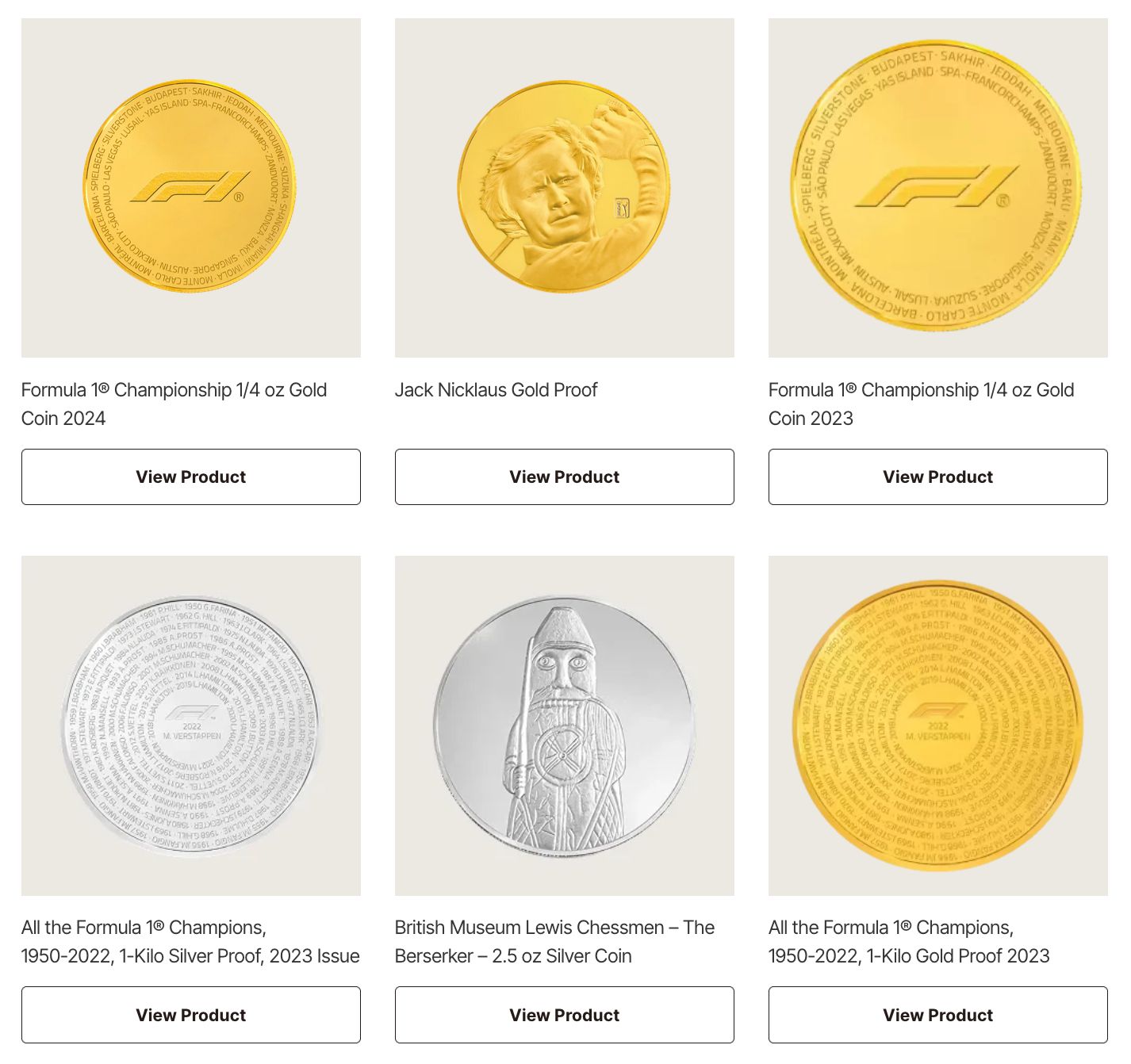 rosland's specialty lines formula 1 pga tour and british museum coins image